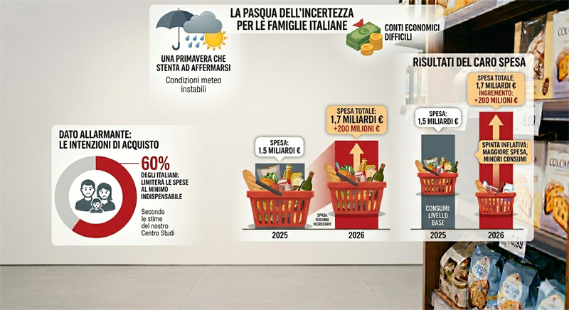 Pasqua dell'incertezza. Gli italiani spenderanno 1,7 miliardi (+13% sul 2025)