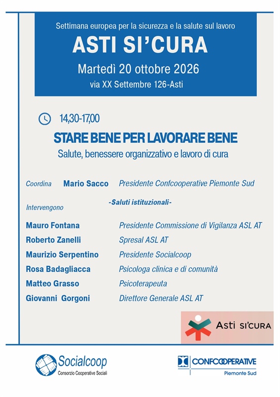 “Stare bene per lavorare bene”: ad Asti un incontro su salute, benessere lavorativo e...